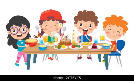 Les petits enfants manger des aliments sains Illustration de Vecteur