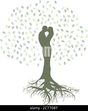 amoureux de la nature, couple humain devient un arbre Illustration de Vecteur