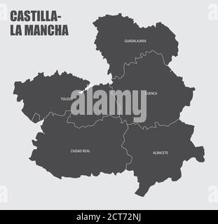 Carte de la région de Castilla-la Mancha Illustration de Vecteur