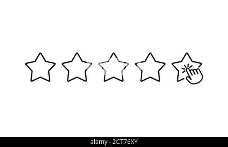 Icône de ligne d'évaluation à cinq étoiles. Vecteur sur fond blanc isolé. SPE 10. Illustration de Vecteur