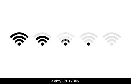 Icône Wi-Fi définie. Modèle d'indicateur de puissance du signal mobile du Wi-Fi. Vecteur sur fond blanc isolé. SPE 10. Illustration de Vecteur