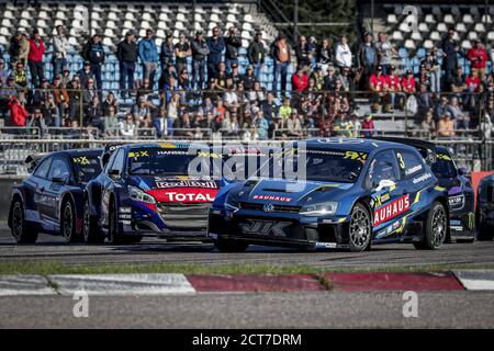 03 KRISTOFFERSSON Johan (SWE), Kristoffersson Motorsport (SWE), Volkswagen polo, action, 01 HANSEN Timmy (SWE), Team Hansen (SWE), Peugeot 208, action Banque D'Images