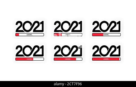2021 jeu d'icônes de chargement. Définir la barre de progression indiquant le chargement de 2021. Vecteur sur fond blanc isolé. SPE 10. Illustration de Vecteur