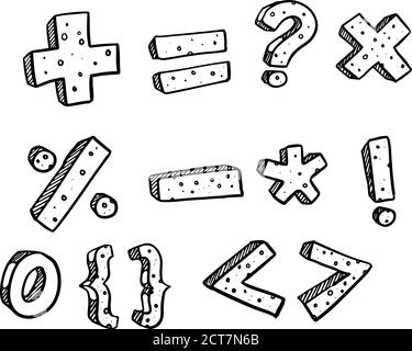 Symbole mathématique de base dans l'esquisse. Illustration vectorielle. Illustration de Vecteur