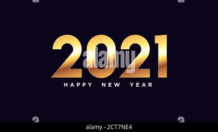 Bonne année 2021. Numéro doré 2021, chiffres dorés brillants. Année de l'Ox. Carte de vœux, logo, affiche de fête et bannière. Illustration vectorielle Illustration de Vecteur