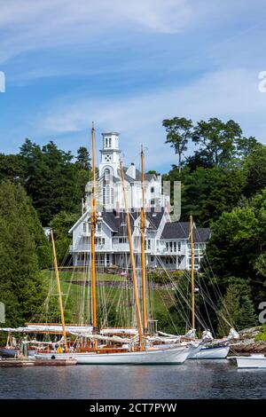 Bateaux à Rockport Marine Park, Rockport, Maine, Etats-Unis Banque D'Images