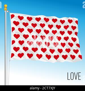 Drapeau d'amour symbolique, image fantaisie avec symbole de coeur, illustration vectorielle Illustration de Vecteur