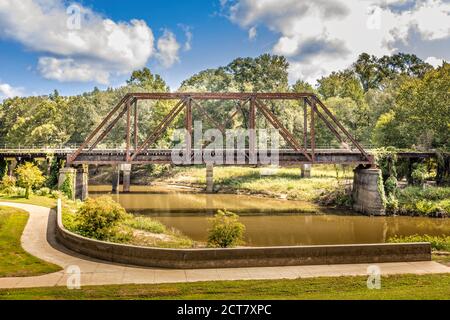 Ancien pont ferroviaire historique de Jefferson à Jefferson, Texas, États-Unis Banque D'Images