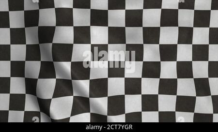 Drapeau de course à carreaux. Course drapeau à damier agitant dans le vent. rendu 3d Banque D'Images