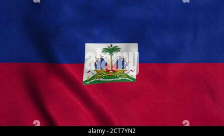 Drapeau d'Haïti agitant dans le vent. Drapeau national d'Haïti. rendu 3d Banque D'Images