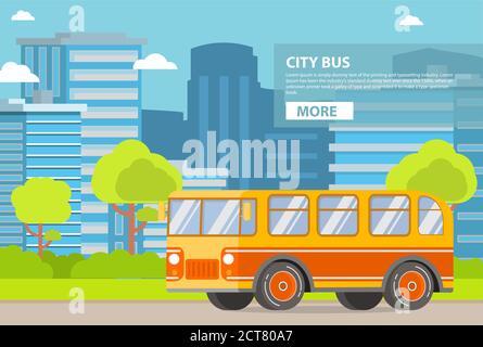 Transports en commun. Bus passager. Ville d'une tour. Illustration de Vecteur