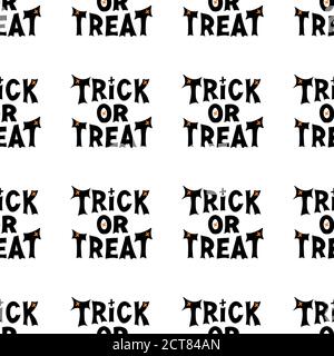 Lettrage Trick ou Treat. Motif Halloween sans coutures. Isolé sur un fond blanc. Illustration du stock vectoriel. Illustration de Vecteur