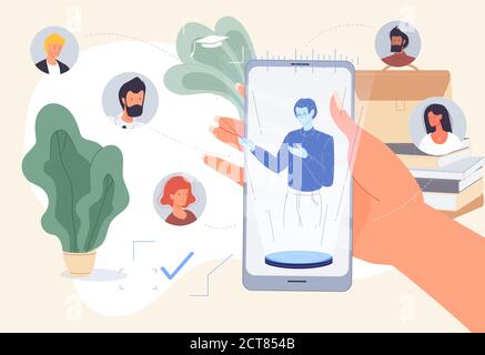 Formation en ligne, application mobile de formation professionnelle Illustration de Vecteur