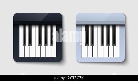 Icône de piano noir et blanc sur fond blanc, illustration vectorielle Illustration de Vecteur