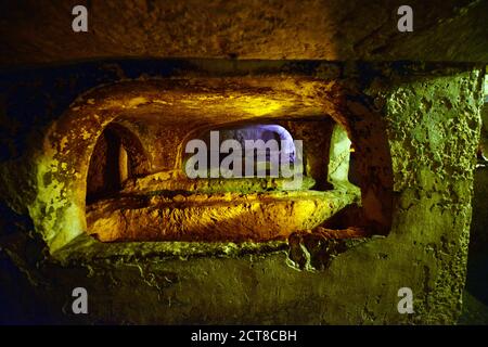 Catacombes de Saint Paul à Rabat, Malte. Banque D'Images