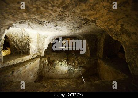 Catacombes de Saint Paul à Rabat, Malte. Banque D'Images