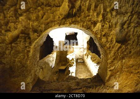 Catacombes de Saint Paul à Rabat, Malte. Banque D'Images