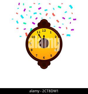 Illustration vectorielle de l'horloge du nouvel an avec design plat Illustration de Vecteur