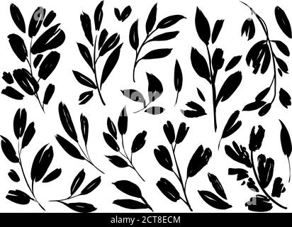 Branches de plante avec des illustrations vectorielles de feuilles. Illustration de Vecteur