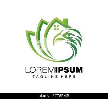 Un vecteur Illustration du logo d'inspection à domicile avec tête aigle symbole de couleur verte Illustration de Vecteur