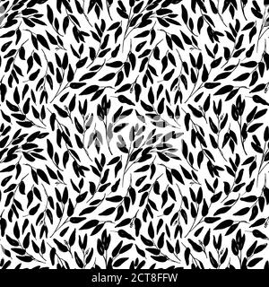 Motif vectoriel sans couture des feuilles et des branches. Illustration de Vecteur