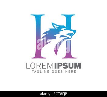 Illustration vectorielle du logo H de la lettre initiale du loup Illustration de Vecteur