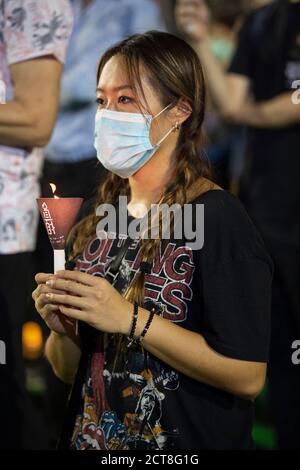 HONG KONG, HONG KONG SAR, CHINE : 4 JUIN 2020. Les foules se rassemblent dans le parc Victoria de Hong Kong pour une veillée pour le 31e anniversaire de la place Tiananmen Banque D'Images