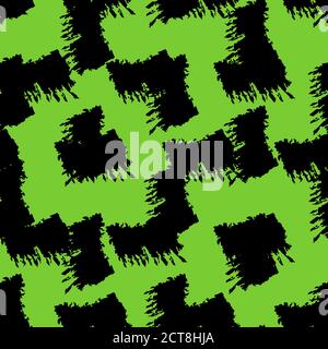 Dessin à la main, arrière-plan. Motif tendance sans couture. Motif sophistiqué et élégant. Coups de pinceau, taches. Textures intéressantes. Noir et vert Illustration de Vecteur