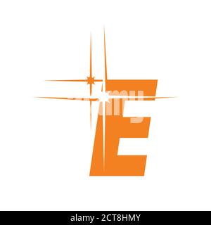 Illustration vectorielle de la lettre initiale E du monogramme avec un thème propre et brillant, avec un symbole étoile brillant Illustration de Vecteur