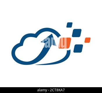 Un vecteur Illustration du nuage et de la flèche signe du logo de la technologie en bleu et orange Illustration de Vecteur