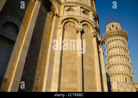 La Tour de Pise et l'église penchée en Toscane, Italie. Banque D'Images