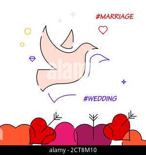 Icône de vecteur de mariage Doves, illustration simple, bordure inférieure associée au mariage. Illustration de Vecteur