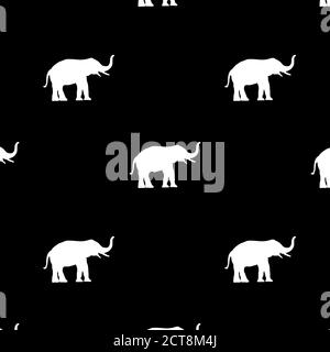 Image transparente éléphant blanc Asie debout isolé sur fond noir, graphique design vector contour Illustration Illustration de Vecteur