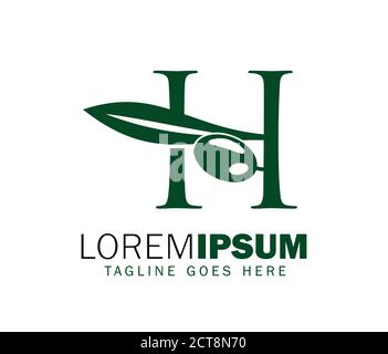 Illustration vectorielle du logo lettre H initiale Olive en vert Illustration de Vecteur
