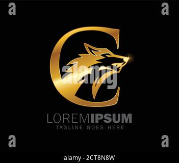 Illustration vectorielle de la lettre c du monogramme avec l'initiale du loup logo Illustration de Vecteur