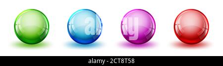 Jeu de boules brillantes de couleur. Ballons abstraits réalistes avec ombres. Illustration vectorielle. Billes brillantes isolées Illustration de Vecteur