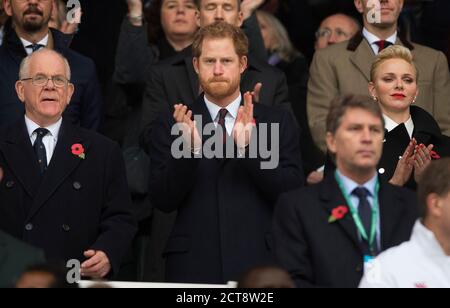 LE PRINCE HARRY ASSISTE AU MATCH EN QUALITÉ OFFICIELLE DE VICE-PRÉSIDENT DE L'UFR. Angleterre contre Afrique du Sud. Crédit photo : © Mark pain / Alamy Banque D'Images