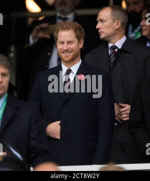 LE PRINCE HARRY ASSISTE AU MATCH EN QUALITÉ OFFICIELLE DE VICE-PRÉSIDENT DE L'UFR. Angleterre contre Afrique du Sud. Crédit photo : © Mark pain / Alamy Banque D'Images