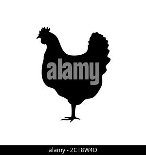 Silhouette d'animal de ferme en noir sur fond blanc, Silhouettes poule isolée sur le vecteur blanc du logo Illustration de Vecteur