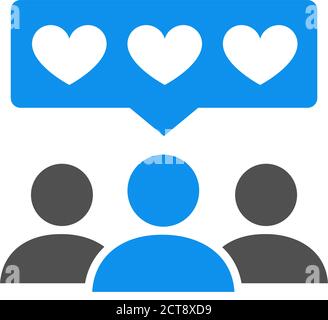 Icône de couleur des personnes avec cœur. Satisfaction des clients, clients heureux, commentaires positifs, amour, comme Symbol Illustration de Vecteur