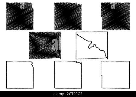 Taylor, Washington, Warren et Van Buren County, Iowa (comté des États-Unis, États-Unis d'Amérique, États-Unis, États-Unis) illustration de vecteur de carte, croquis de griffonnage Illustration de Vecteur