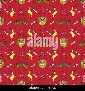 Motif magique. cerf doré. Couronne de bois de cerf. Super maison. Illustration de Vecteur