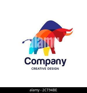 Illustration de la conception vectorielle du logo Bull coloré et créatif Illustration de Vecteur