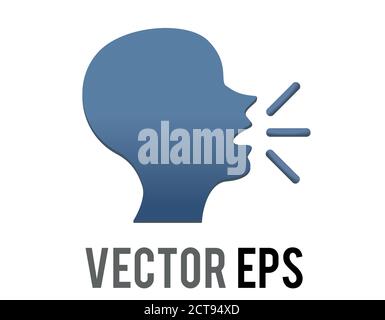 La silhouette vectorielle dégradé bleu foncé de la tête de la personne parlant icône avec des lignes montrant que la parole est expulsée Illustration de Vecteur