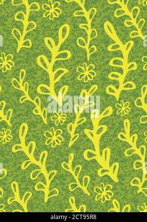 jaune plantes motif vectoriel sans couture sur vert Illustration de Vecteur