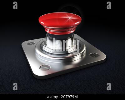 Bouton rouge sur illustration 3d noire, masque inclus. Haute résolution. Banque D'Images