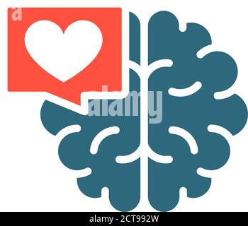 Cerveau avec coeur dans la bulle de chat icône colorée. Organe interne sain, principal organe du symbole du système nerveux central Illustration de Vecteur