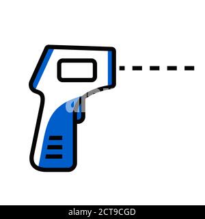 Icône du thermomètre numérique infrarouge. Contrôle de la température corporelle. Illustration de Vecteur