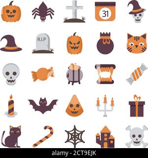 lot de vingt-cinq icônes de collection de jeux d'halloween illustration vectorielle conception Illustration de Vecteur
