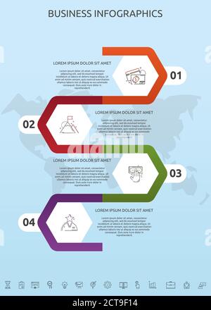 Modèle d'infographie vectoriel hexagons pour 4 icônes, diagramme, graphique, présentation. Concept d'entreprise en quatre étapes. Pour le contenu, la chronologie, le flux de travail Illustration de Vecteur